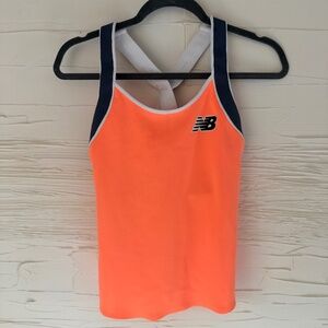 New Balance Racerback Workout Tank Top | Small Orange Navy